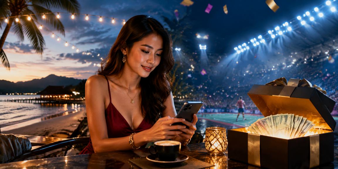 Pengguna Malaysia mengakses odds perlawanan melalui telefon pintar di Langkawi